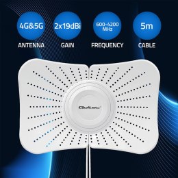 Qoltec Antena paraboliczna 4G 5G LTE | 2x19dBi | kierunkowa | zewnętrzna | 1710-2700 MHz | 3300-4200 MHz | N Female | wodoodporn
