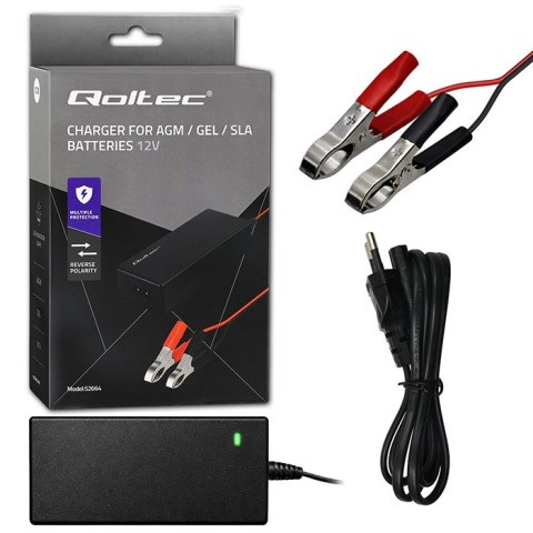 Qoltec Automatyczna ładowarka do akumulatora AGM GEL STD | Prostownik 12V | 4A | 48W | LED | Kabel 1.8m