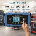 Qoltec Inteligentna mikroprocesorowa ładowarka 12V 12A | Prostownik z funkcją naprawy | AGM GEL LiFePO4 | 9- stopniowe ładowanie