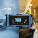 Qoltec Inteligentna mikroprocesorowa ładowarka 12V 12A | Prostownik z funkcją naprawy | AGM GEL LiFePO4 | 9- stopniowe ładowanie