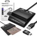 Qoltec Inteligentny czytnik chipowych kart ID SCR-0636 | USB 2.0 + Adapter USB-C