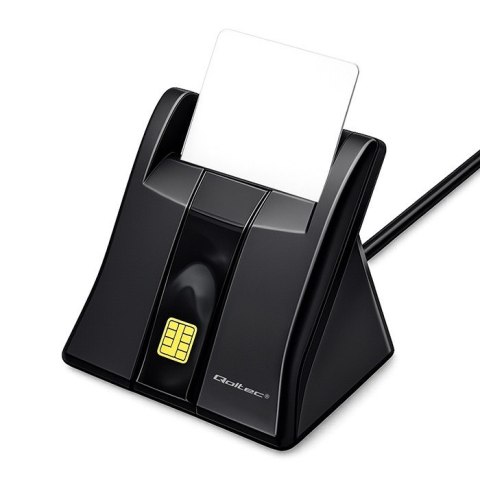 Qoltec Inteligentny czytnik chipowych kart ID SCR-0643 | USB 2.0 + Adapter USB-C