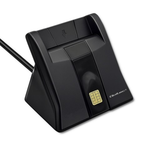 Qoltec Inteligentny czytnik chipowych kart ID SCR-0643 | USB 2.0 + Adapter USB-C