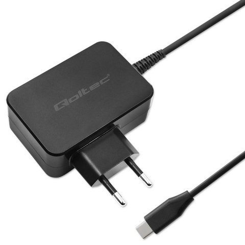 Qoltec Ładowarka GaN POWER PRO | 1xUSB-C | 45W | 5-20V | 2.25-3A | Laptop | Smartfon | Czarna