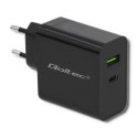 Qoltec Ładowarka sieciowa 45W | 5-20V | 2.25-3A | USB typ C PD | USB 3.0 | Czarna