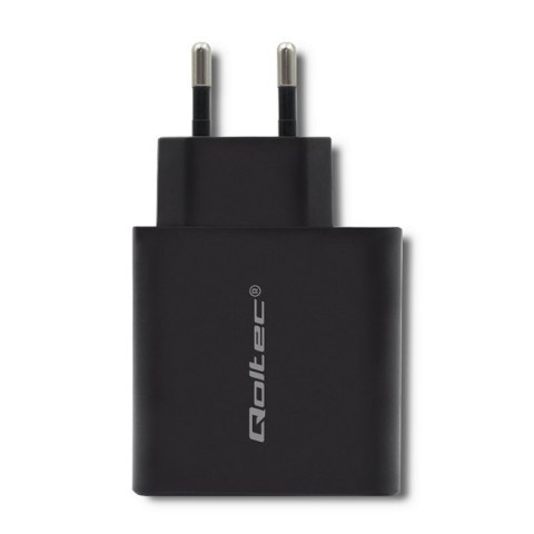 Qoltec Ładowarka sieciowa 45W | 5-20V | 2.25-3A | USB typ C PD | USB 3.0 | Czarna