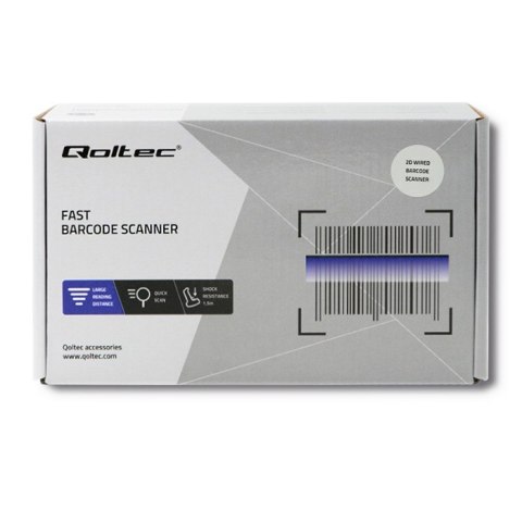 Qoltec Skaner czytnik kodów kreskowych i QR | 1D 2D | USB | Trwały