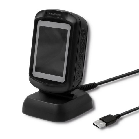 Qoltec Stacjonarny skaner czytnik kodów kreskowych i QR | 1D 2D | USB | Szybki