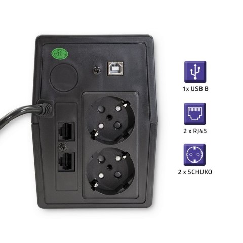 Qoltec Zasilacz awaryjny UPS Line Interactive | Monolith | 1000VA | 600W | LCD | USB | RJ45