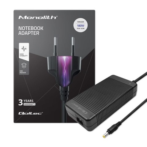 Qoltec Zasilacz do laptopa Acer 180W | 19.5V | 9.23A | 5.5*1.7 | +kabel zasilający