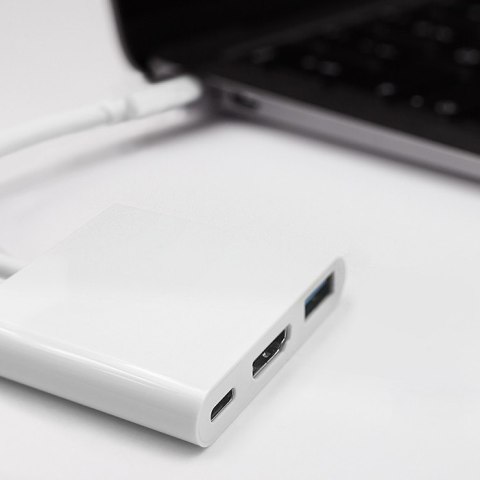 Qoltec Hub Adapter USB-C 3.1 3w1 | USB 3.0 | HDMI 4K | USB-C 3.1 PD 100W