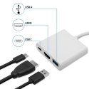 Qoltec Hub Adapter USB-C 3.1 3w1 | USB 3.0 | HDMI 4K | USB-C 3.1 PD 100W