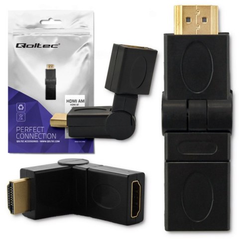Qoltec Adapter HDMI A męski | HDMI A żeński | kątowy | obrotowy