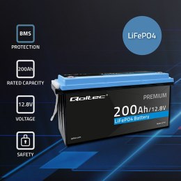 Qoltec Akumulator LiFePO4 Litowo-Żelazowo-Fosforanowy | 12.8V | 200Ah | 2560Wh | BMS