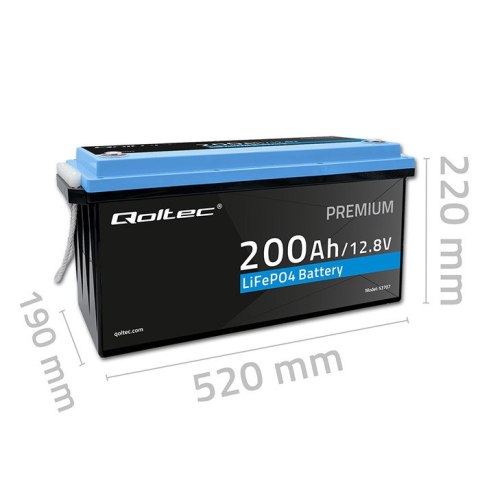 Qoltec Akumulator LiFePO4 Litowo-Żelazowo-Fosforanowy | 12.8V | 200Ah | 2560Wh | BMS