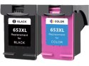 2x Wysokowydajny Tusz do HP 653XL. Kolor + Black HP 6000, 6075, 6400, 6475