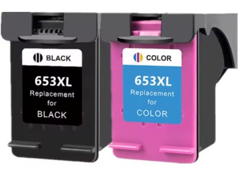 2x Wysokowydajny Tusz do HP 653XL. Kolor + Black HP 6000, 6075, 6400, 6475