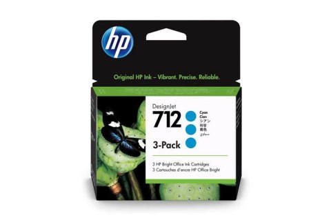 OEM Oryginalny Tusz Cyan HP 712 Trójpak (3ED77A)