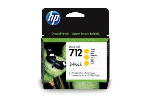 OEM Oryginalny Tusz Yellow HP 712 Trójpak (3ED79A)