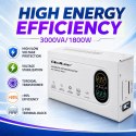 Qoltec Automatyczny Stabilizator napięcia AVR 3000VA | 1800W | Compact | Toroidalny transformator
