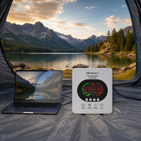 Qoltec Zasilacz awaryjny UPS Pure Sine Wave | 1000VA/720W | Przetwornica 12/230V z AVR | LCD | LiFePO4 AGM GEL