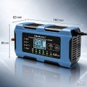 Qoltec Inteligentna ładowarka 12V 10A | Prostownik z funkcją naprawy | MCU | Auto OFF | 9-stopniowe ładowanie | AGM GEL LiFePO4