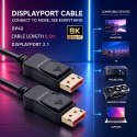 Qoltec Kabel DisplayPort v2.1 męski | DisplayPort v2.1 męski | 8K | 40G | 0.5m