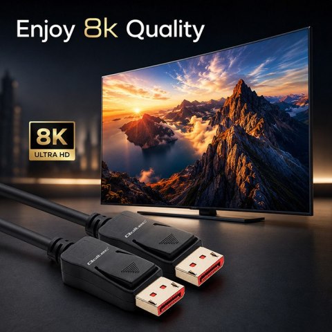 Qoltec Kabel DisplayPort v2.1 męski | DisplayPort v2.1 męski | 8K | 40G | 0.5m