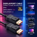 Qoltec Kabel DisplayPort v2.1 męski | DisplayPort v2.1 męski | 8K | 40G | 1.5m
