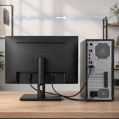 Qoltec Kabel DisplayPort v2.1 męski | DisplayPort v2.1 męski | 8K | 54G | 0.5m