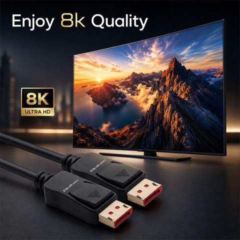 Qoltec Kabel DisplayPort v2.1 męski | DisplayPort v2.1 męski | 8K | 54G | 3m
