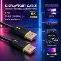 Qoltec Kabel DisplayPort v2.1 męski | DisplayPort v2.1 męski | 8K | 80G | 0.5m