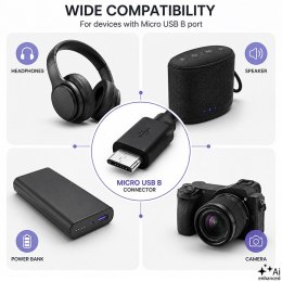 Qoltec Kabel USB A męski | micro USB B męski | 5P | 0.25m