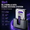 Qoltec Stacja dokująca 2w1 z funkcją Klonowania do dysków HDD SSD | 2.5" 3.5" SATA 6Gb/s | M.2 NVMe 10Gb/s | USB-C 3.2 gen 2 | 2