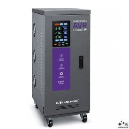 Qoltec Trójfazowy stabilizator napięcia AVR MULTIPROTECTION | 20kVA | Dokładność ± 3% | Serwomotor 3F | LCD | Expert Line
