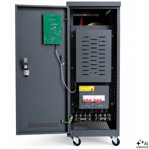 Qoltec Trójfazowy stabilizator napięcia AVR MULTIPROTECTION | 30kVA | Dokładność ± 3% | Serwomotor 3F | LCD | Expert Line