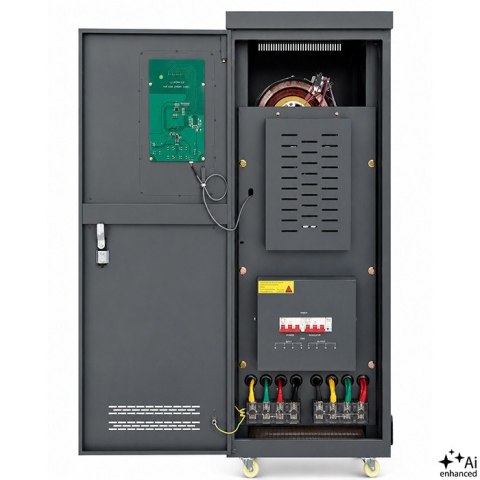 Qoltec Trójfazowy stabilizator napięcia AVR MULTIPROTECTION | 40kVA | Dokładność ± 3% | Serwomotor 3F | LCD | Expert Line