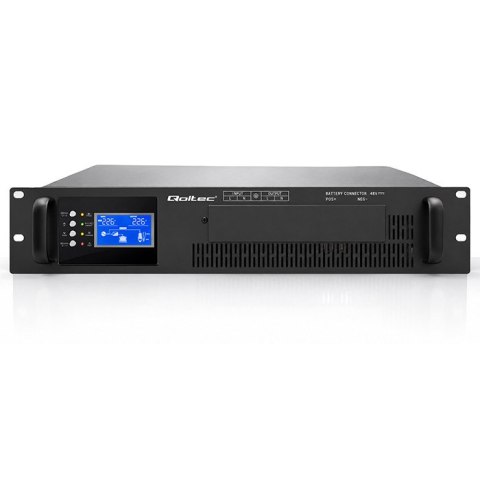 Qoltec Zasilacz awaryjny UPS Pure Sine Wave do RACK | 3kVA | 3000W | Power Factor 1.0 | LCD | EPO | USB | On-line