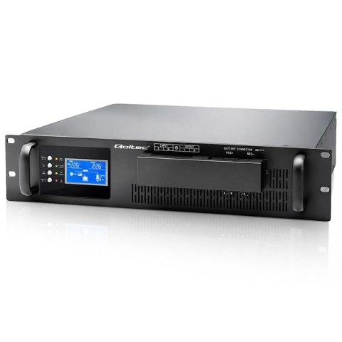 Qoltec Zasilacz awaryjny UPS Pure Sine Wave do RACK | 3kVA | 3000W | Power Factor 1.0 | LCD | EPO | USB | On-line